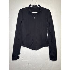 Womens black full zip‎ athletic workout jacket large hiking performance running
